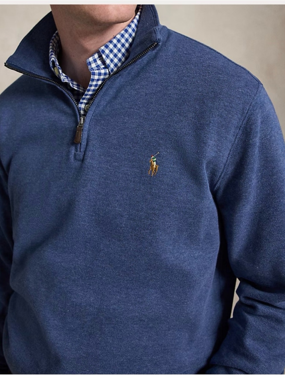 Polo by Ralph Lauren Navy Blue Quarter-Zip Pullover with Pony Logo